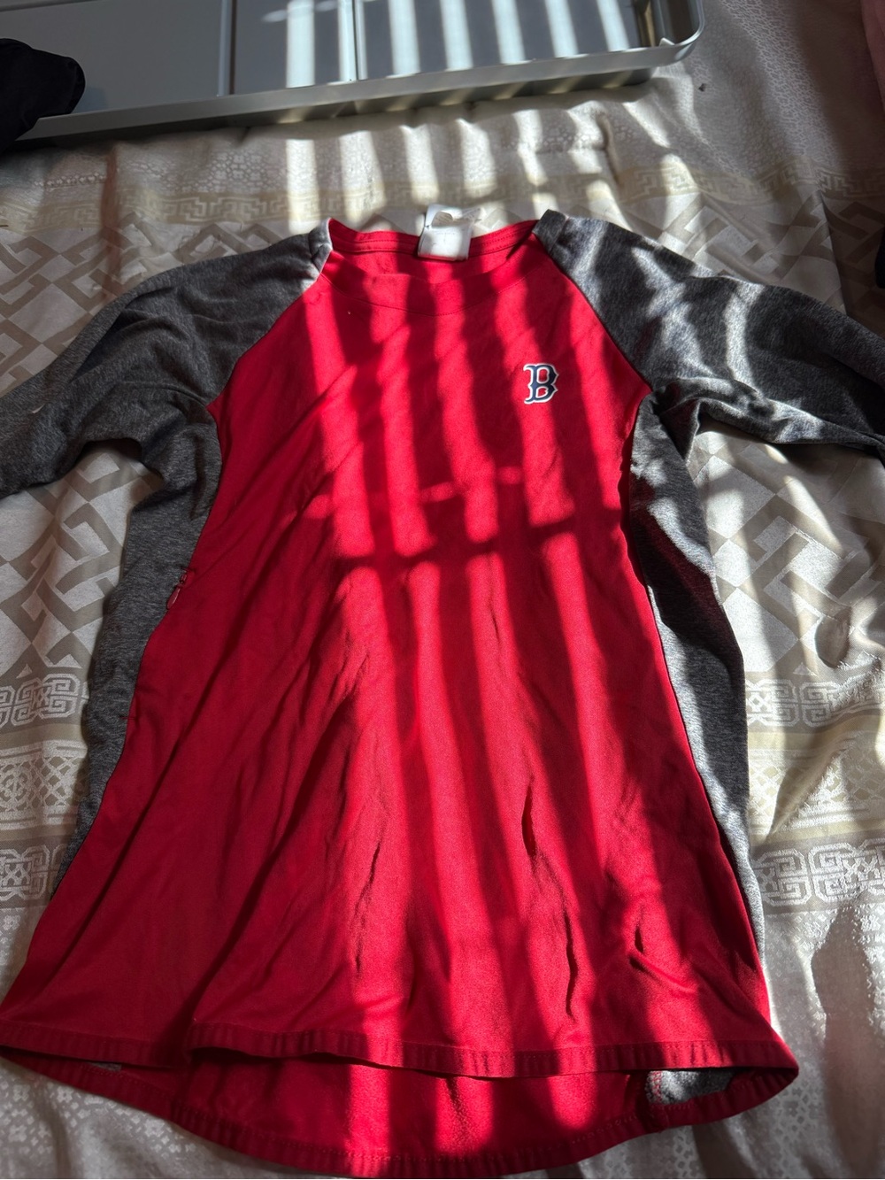 Majestic Red and Gray Raglan Short Sleeve Kids Tee